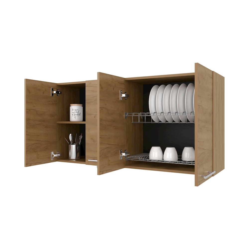 Lyman Wall Cabinet kitchen in Melamine wit 4 Doors , Natural Oak. Picture 5