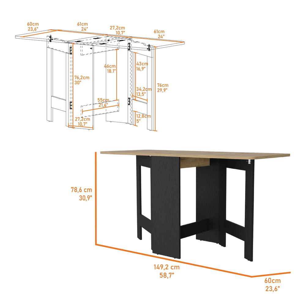 Kailua Folding Dining Table, Space-Saving, Foldable in 3 Forms. Picture 6