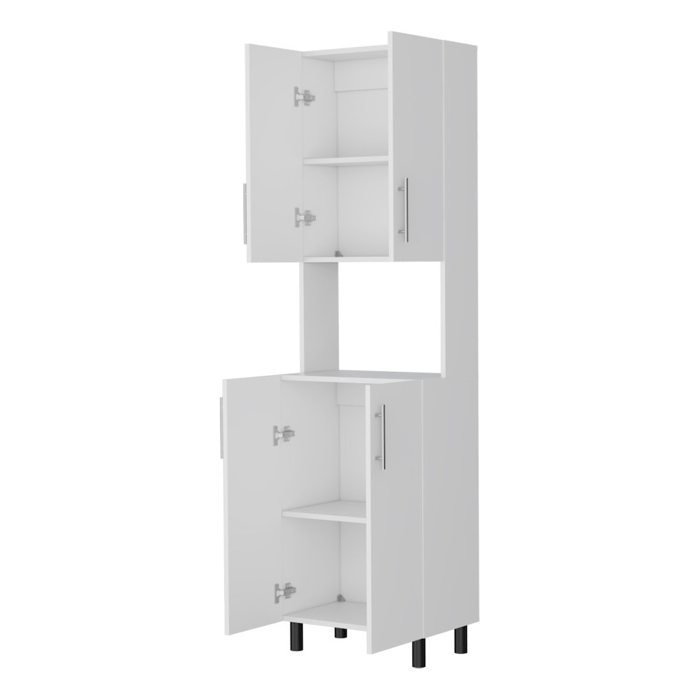 Ko Vaya Double Cabinet Kitchen Pantry with Open Storage, White. Picture 6
