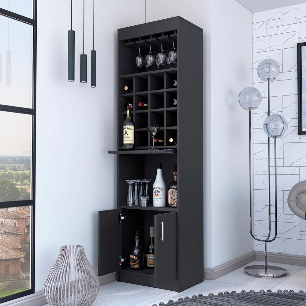 Myers  Bar Cabinet, Two Shelves, Double Door Cabinet, Six Built-in Wine Rack. Picture 5