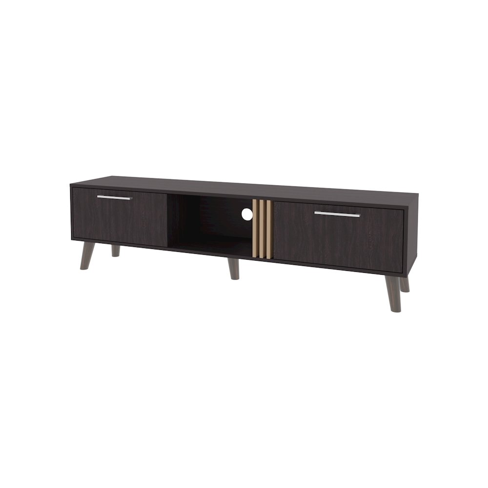 Dragon Tv Stand with 2 Doors and Open Storage, Wengue. Picture 1