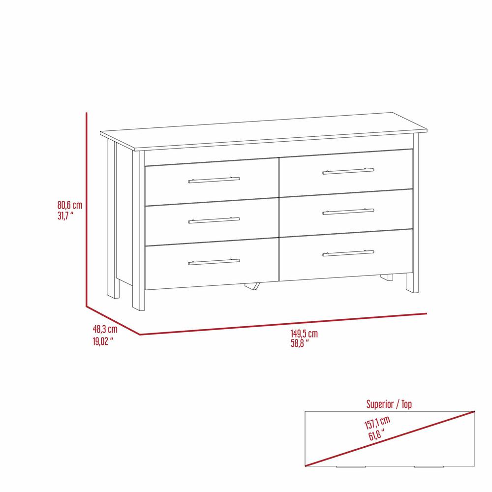 Luxor 6 Drawer Double Dresser. Picture 5
