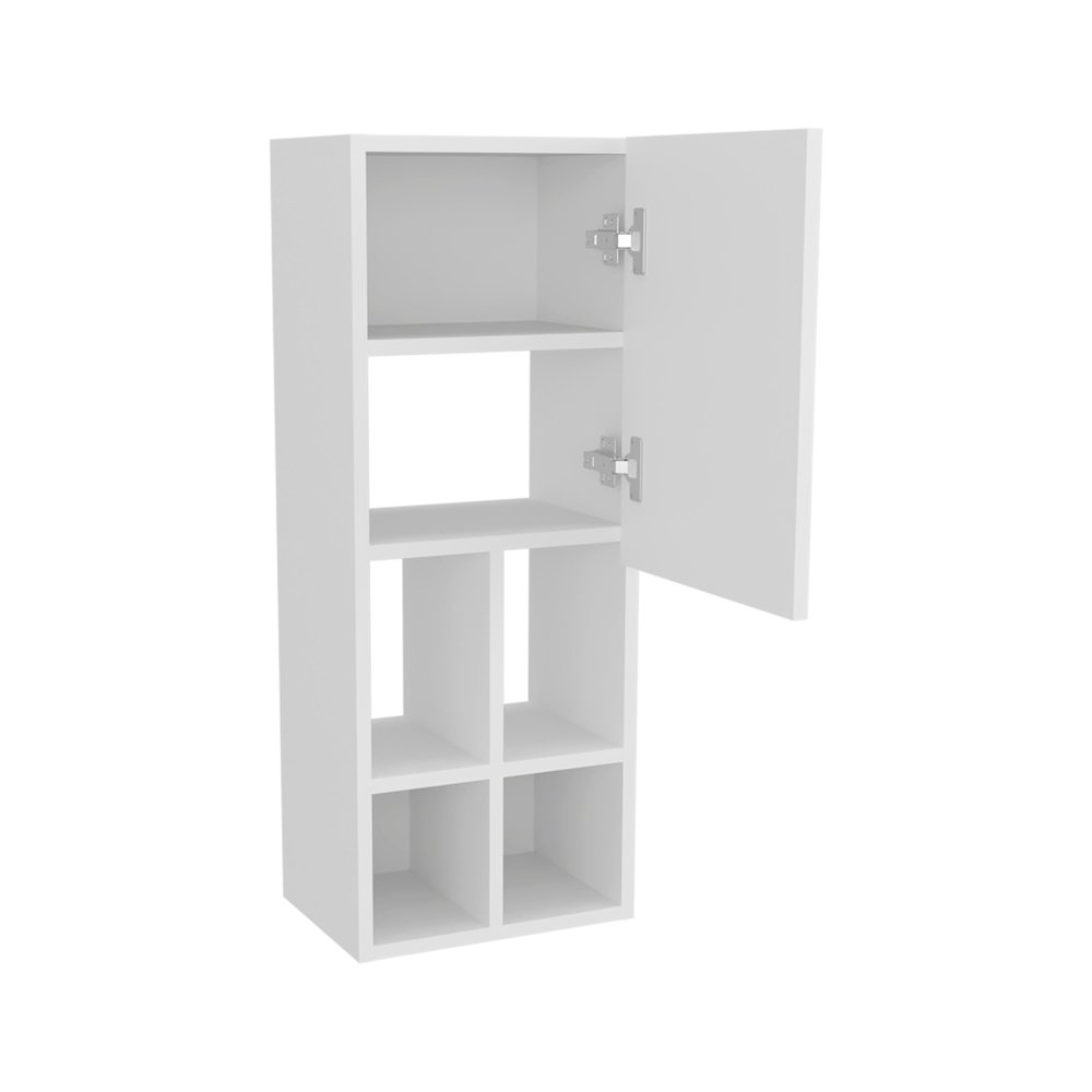 Two Wall-Mounted Bathroom Cabinet with Open and Closed Storage, Withe. Picture 6