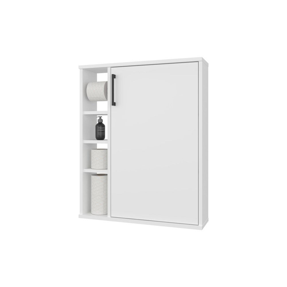 Yoder, Bathroom Cabinet, 4 Open Shelves, 1 Door, White. Picture 1