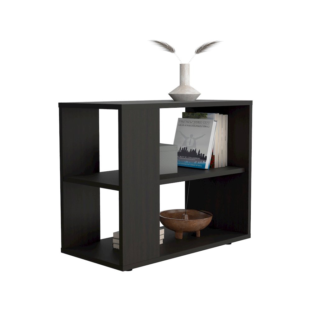 Rio Verde Side Table in Melamine with Open Storage, Wengue. Picture 4