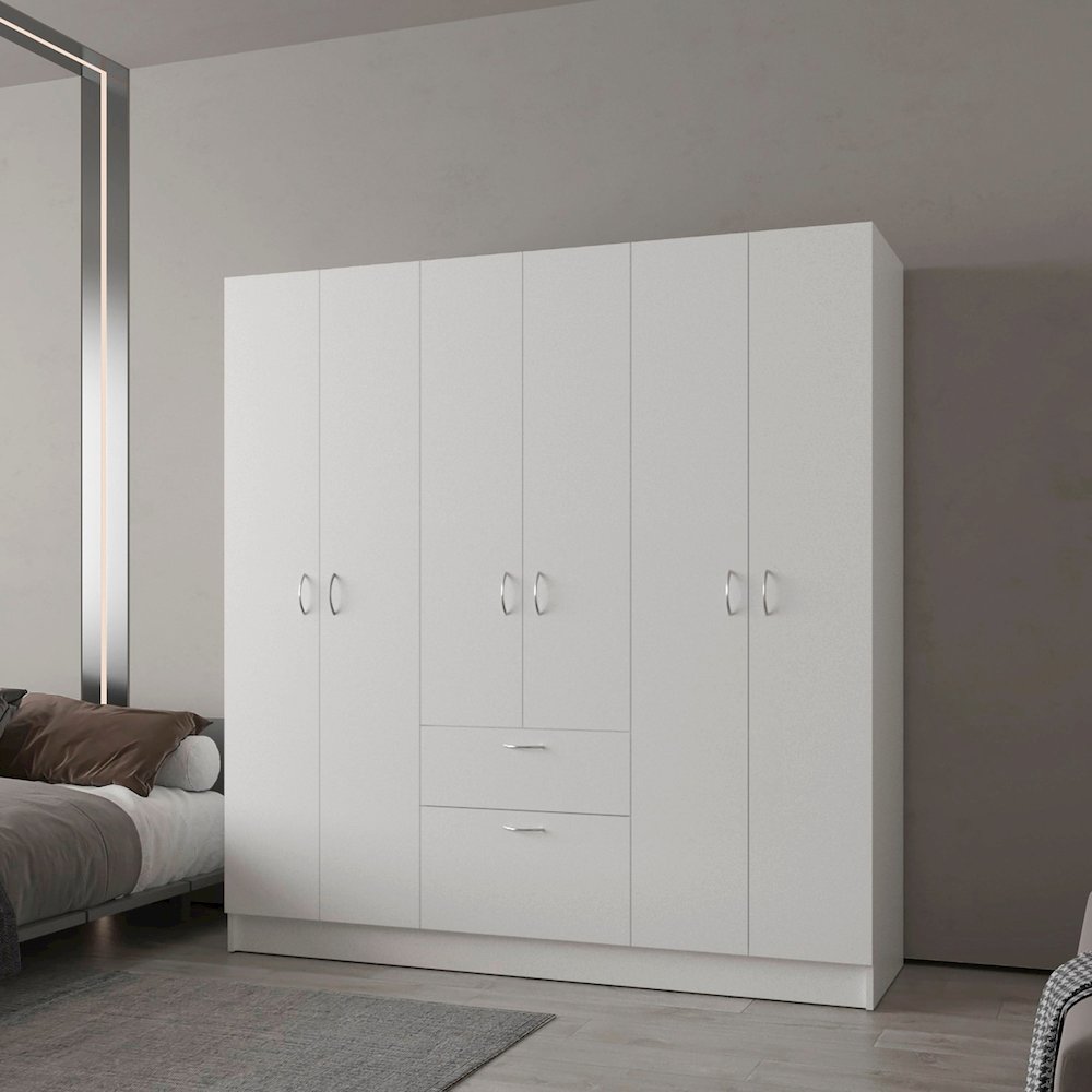 Olin 4-Door Wardrobe with Shelves and Drawer, Multistorage.. Picture 4