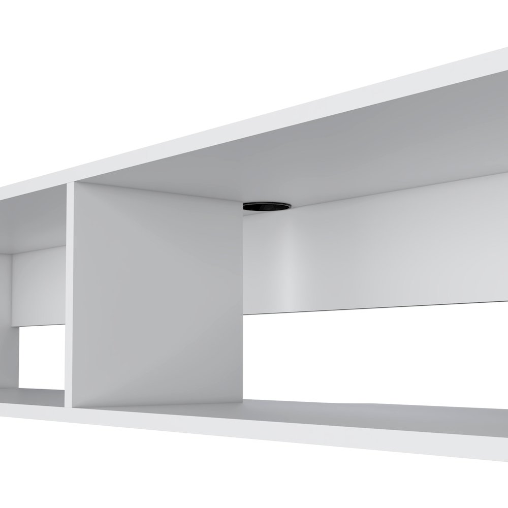 Central Floating media rack in melamine with two shelves,white. Picture 6