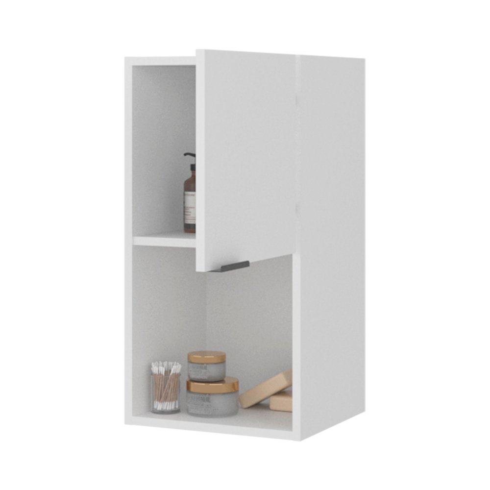 Wall-Mounted Bathroom Cabinet with Hidden Storage and Open Compartment, White. Picture 4