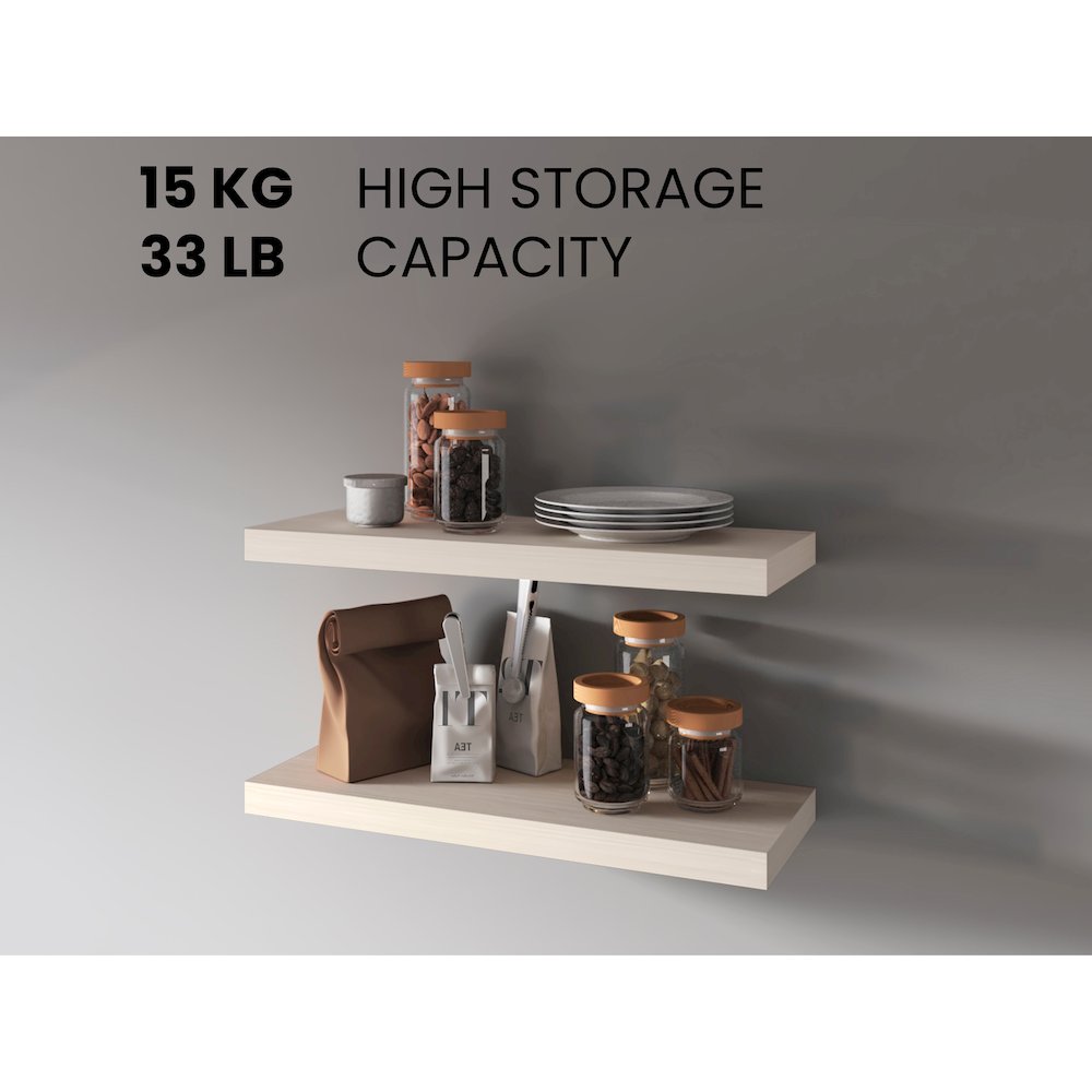 Iva Floating Shelf in Melamine x2,White Oak. Picture 2