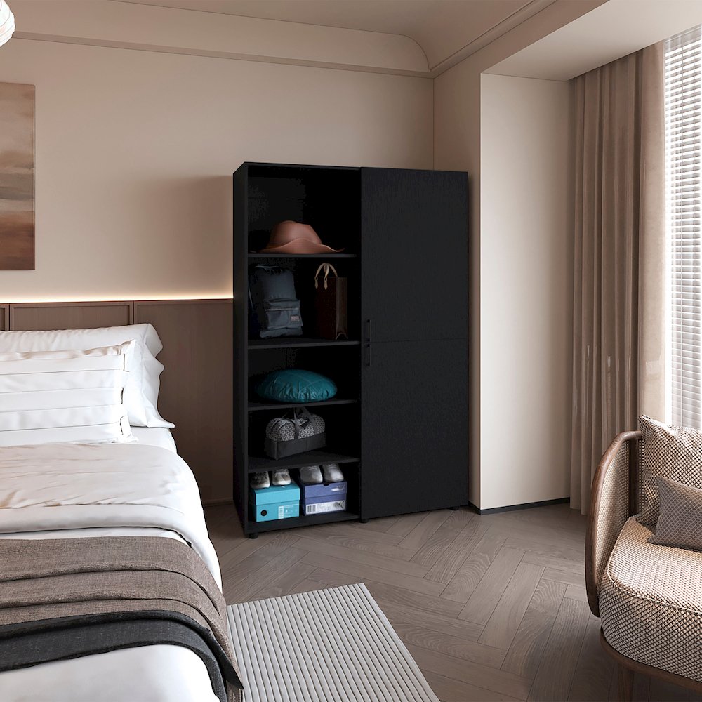 Ollie 2-Door Wardrobe with Open Storage,Wengue. Picture 6