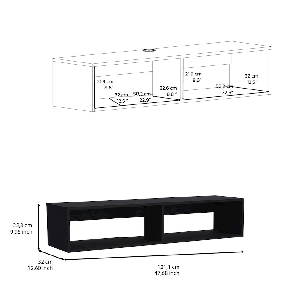 Yankton Floating TV Stand with Spacious Shelves and Cable Management ,Wenge. Picture 2