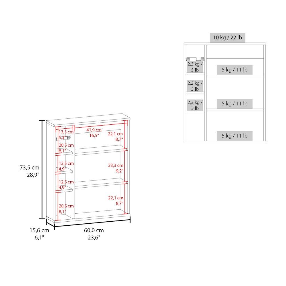 Yoder, Bathroom Cabinet, 4 Open Shelves, 1 Door, White. Picture 3