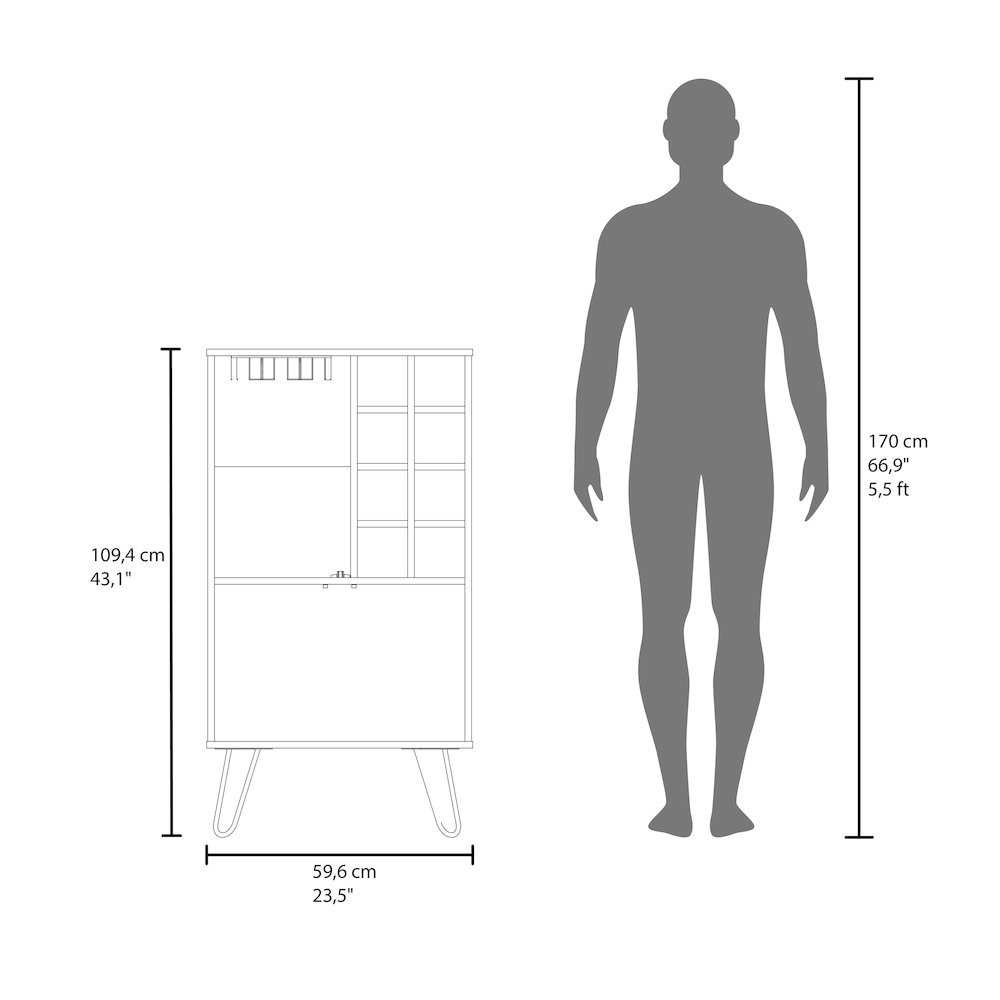 Fairfax Bar Cabinet in melamine with glass rack and wine storage. Picture 5