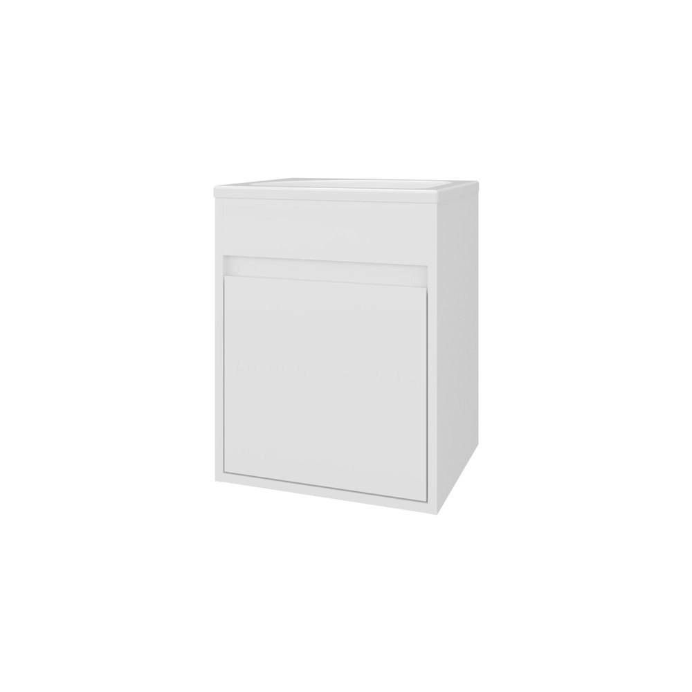 White Bathroom Floating Vanity with Sink, 1 Door, White. Picture 1