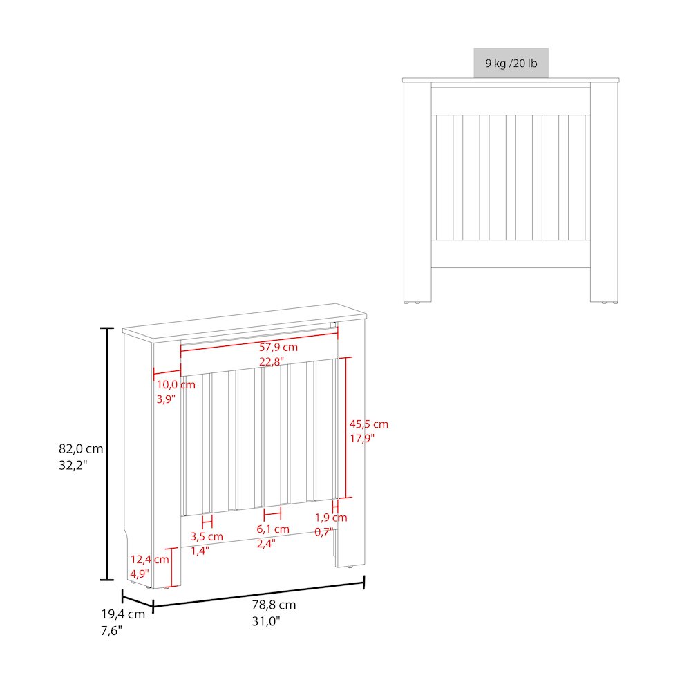 Rio Radiator Cover with Storage, Space,Saving Design, White. Picture 2