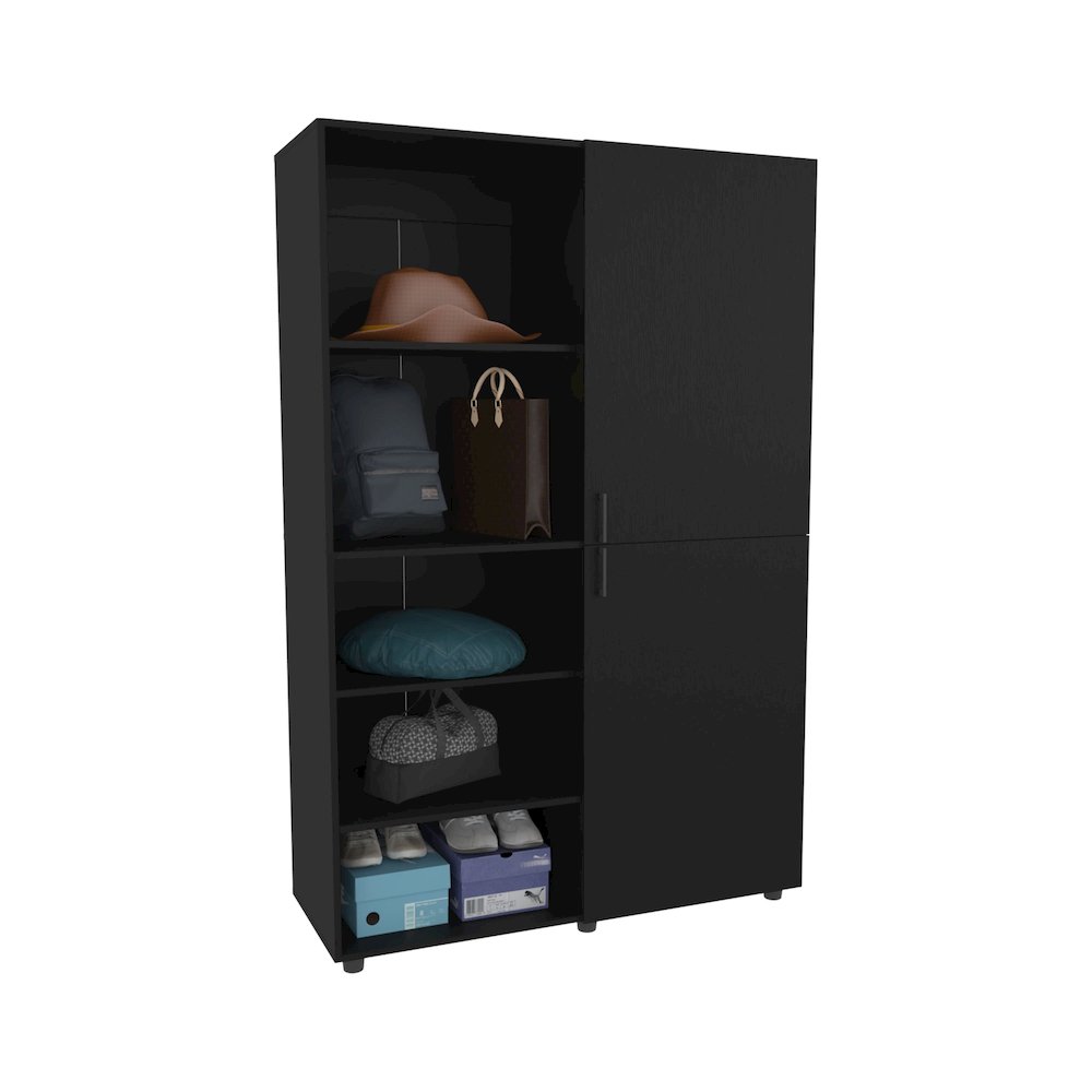 Ollie 2-Door Wardrobe with Open Storage,Wengue. Picture 2