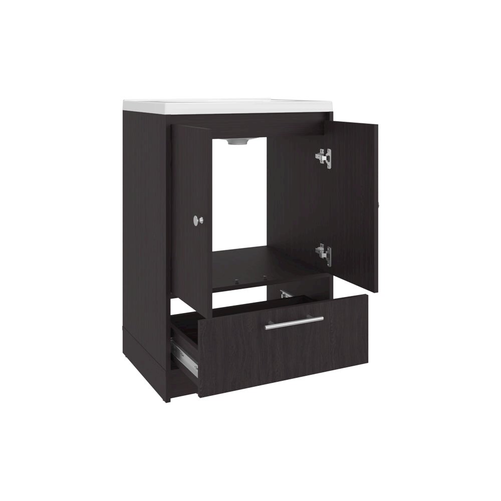 Freestanding Bathroom Vanity with Sink, Two Doors and Bottom Drawer, Wengue. Picture 6