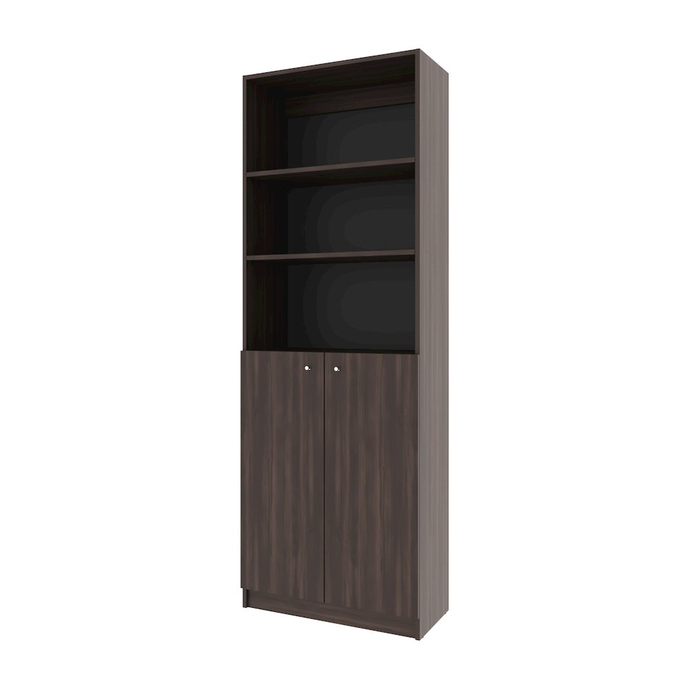 Beyerville Bookcase with Open Storage and 2 Doors, Stained Walnut. Picture 1