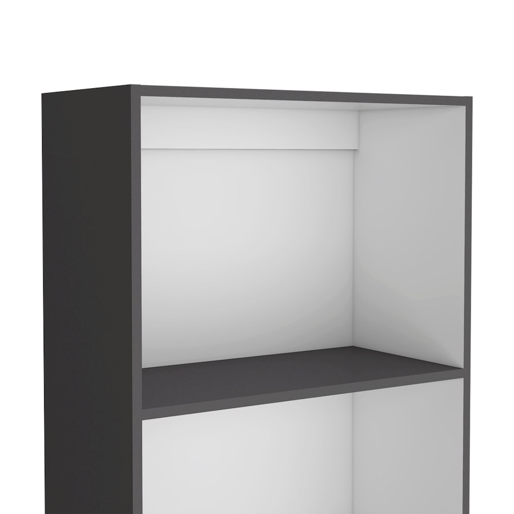 Sutton Bookcase with Tier Storage Shelves, Matt Gray / White. Picture 7