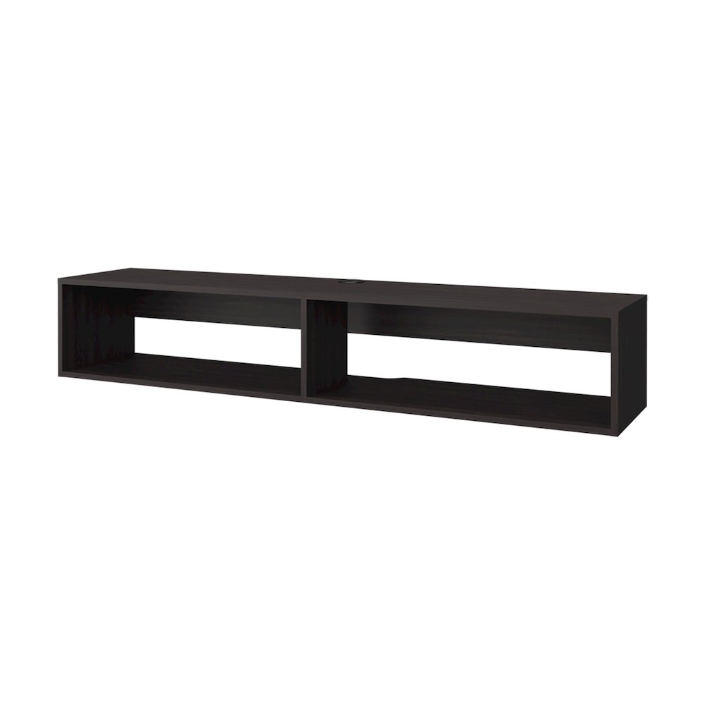 Central Floating media rack in melamine with two shelves, Wengue. Picture 1