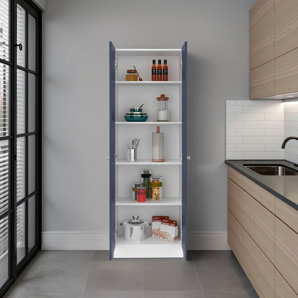 Multi-Purpose Cupboard, Five Shelves, Storage Doors,kronos white and kronos blue. Picture 4