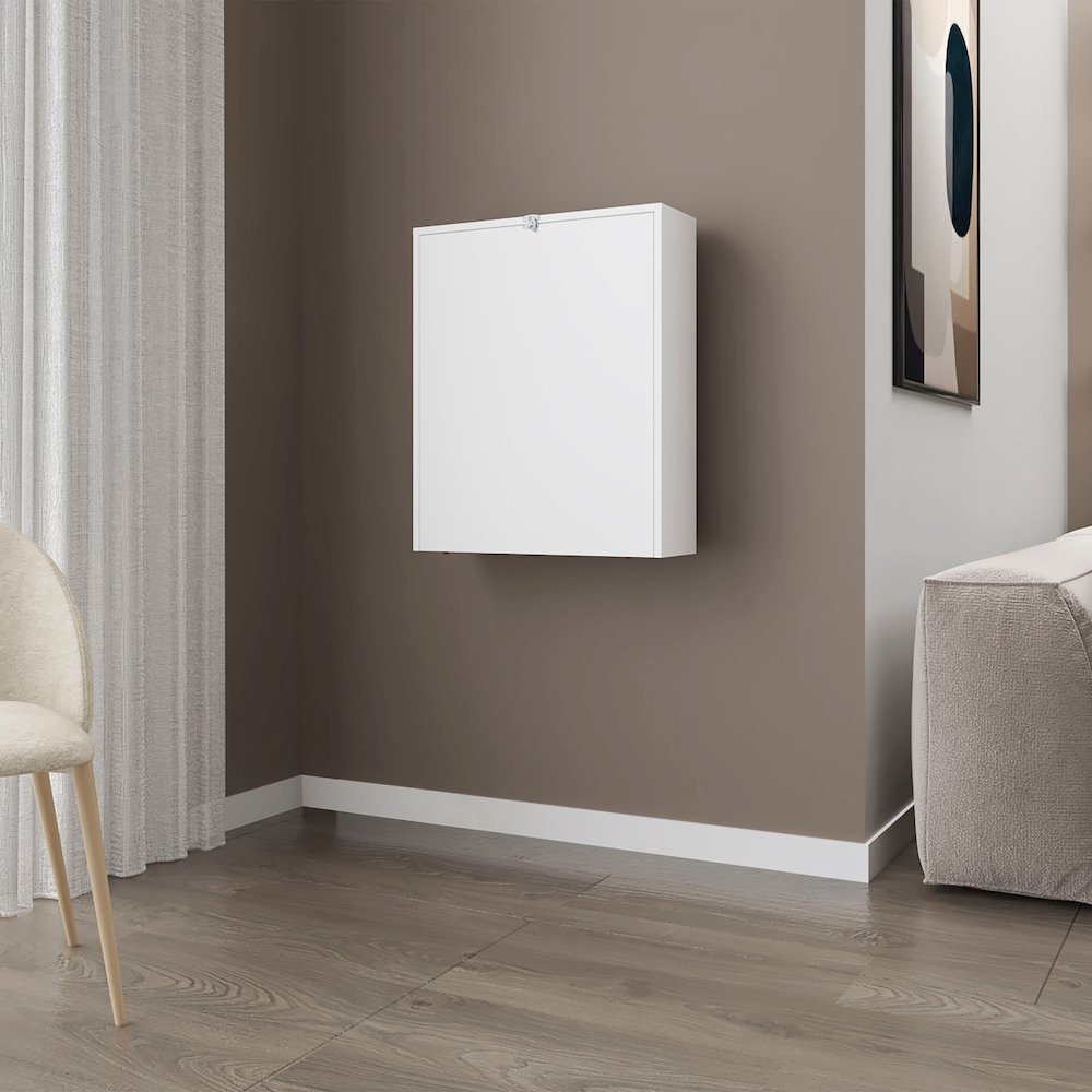 Aguila Wall-Mounted Drop-Leaf Table, White. Picture 4