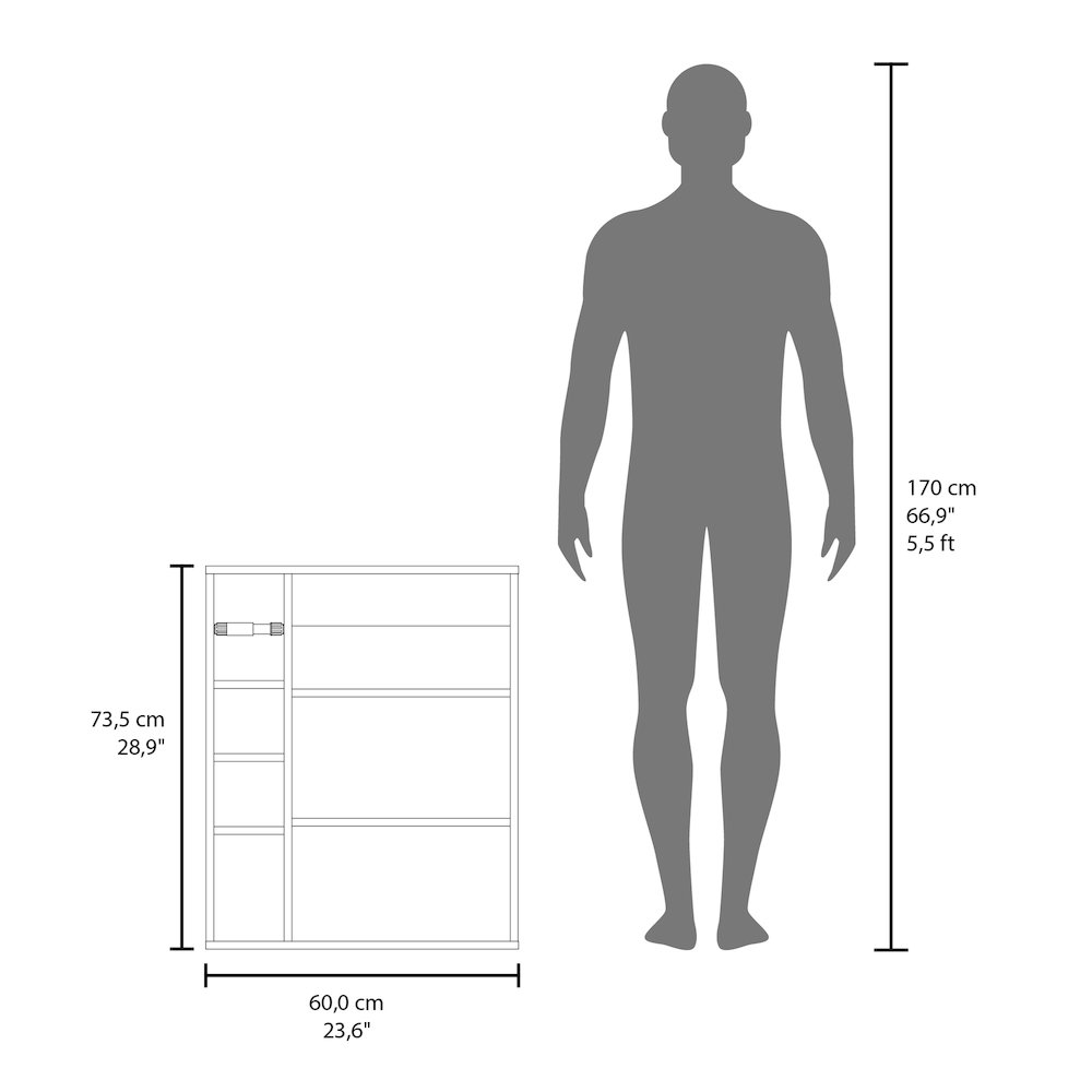 Yoder, Bathroom Cabinet, 4 Open Shelves, 1 Door, White. Picture 7