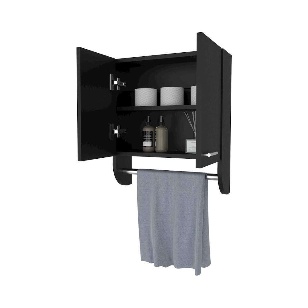 Goodyear Medicine Cabinet in Melamine With a Towel Bar, Wenge. Picture 4