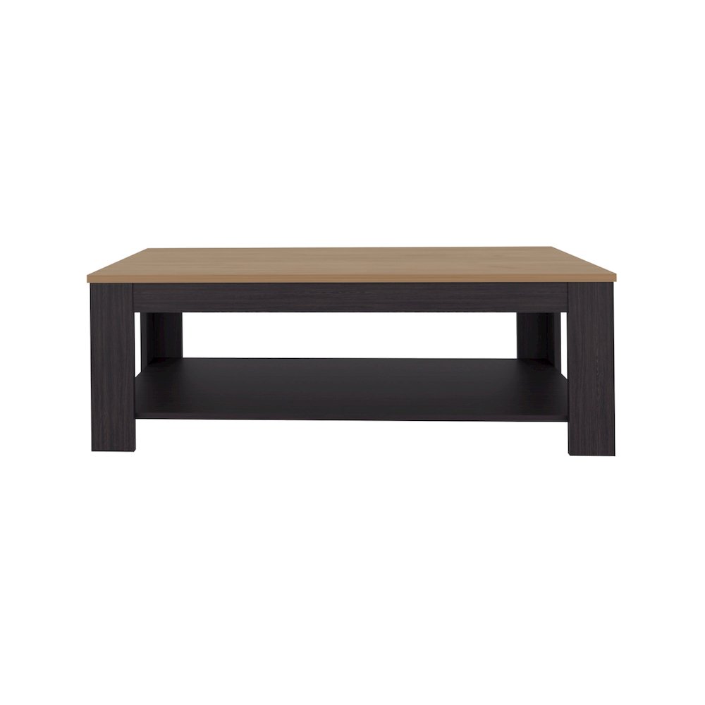 Rectangular Coffee Table with Lower Shelf, Wenge and Natural Oak. Picture 1