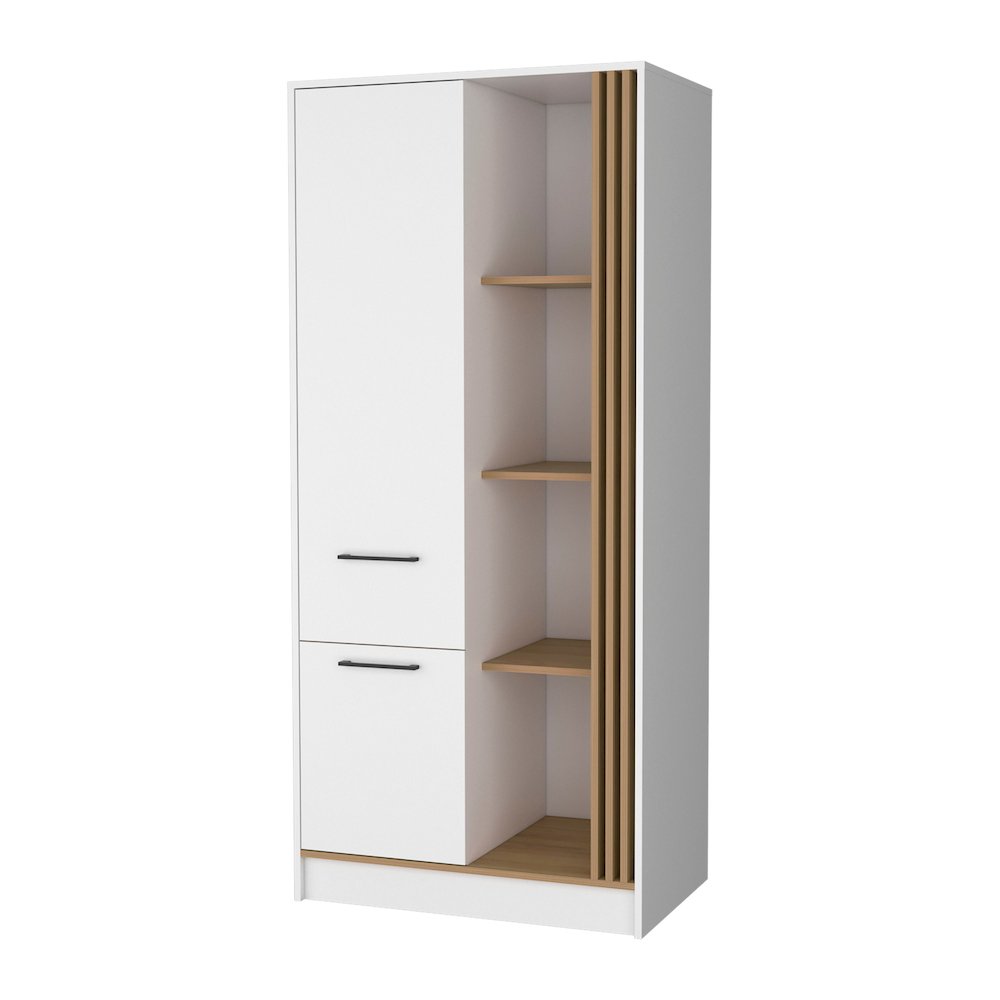 Pekin Modern Wardrobe Organizer with Shelves and Rod, Natural Oak. Picture 1
