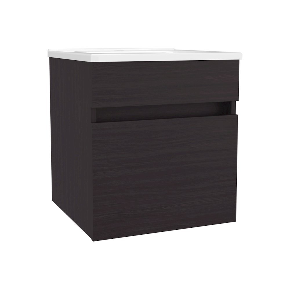 Belle Bathroom Floating Vanity with Sink, 1 Door, Wengue. Picture 1