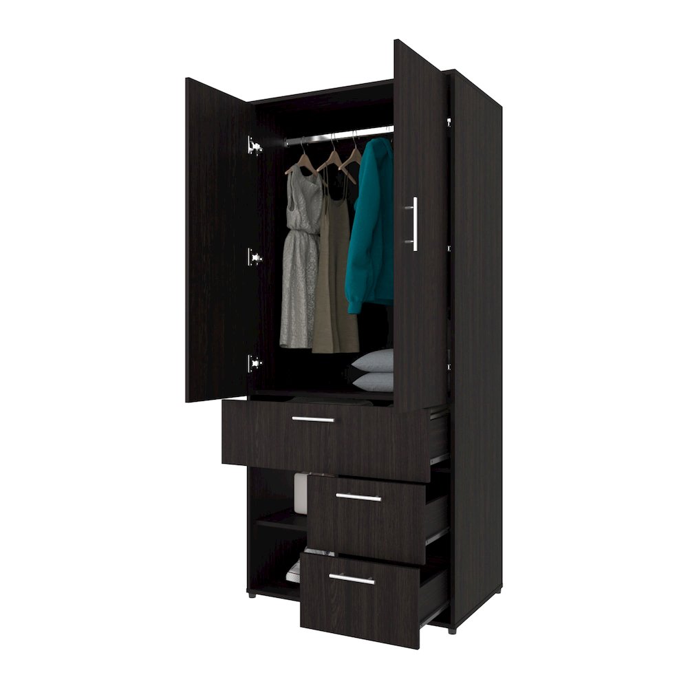 Care Free Multi-Storage Wardrobe with Rod and Shelving, Wenge. Picture 5
