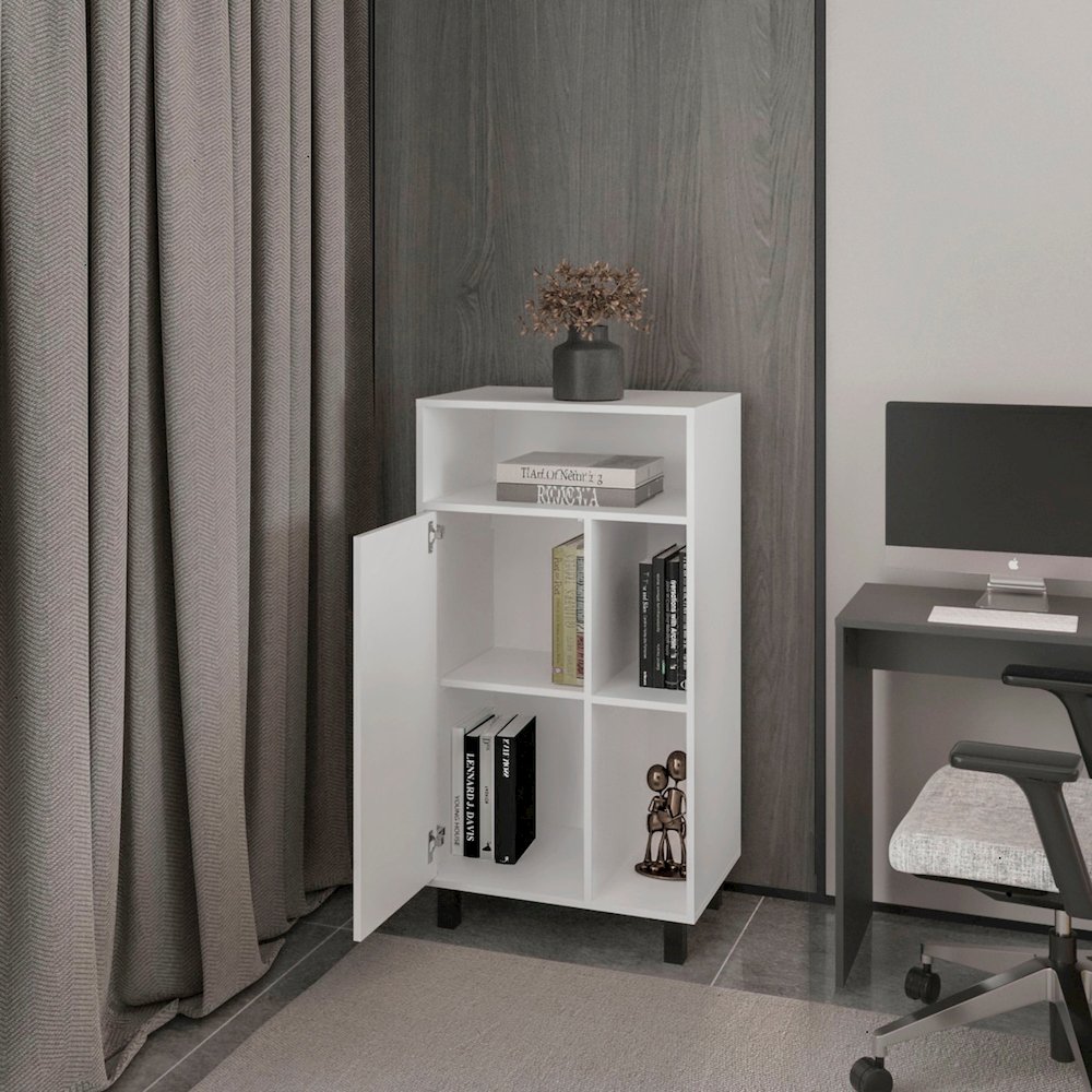 Wengewater Cabinet with Open Storage and 1 Door, White. Picture 3