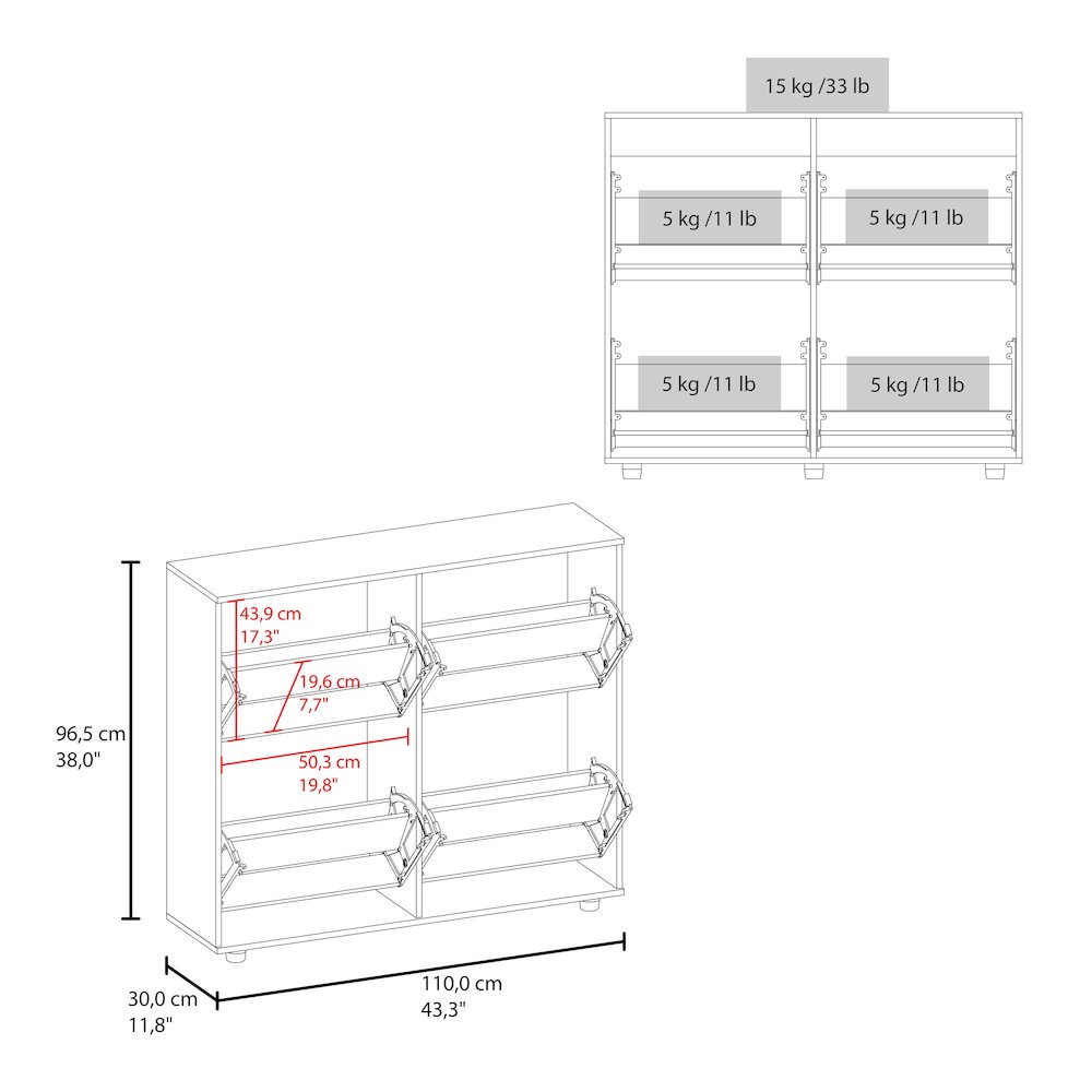 Tilt-Out Shoe Storage Cabinet with Multiple Compartments and Modern Desig, White. Picture 2