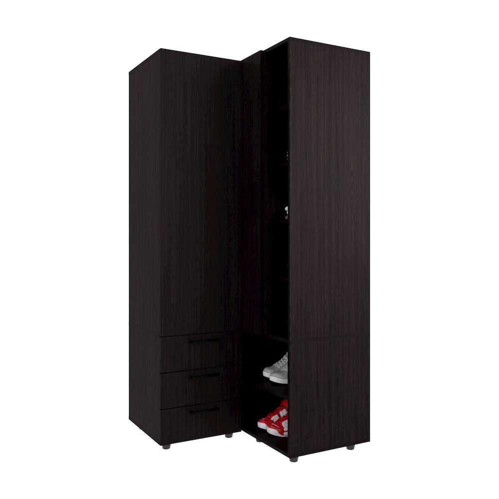 Thatcher Armoire- wardrobe, shoe storage, Open Storage and 2 - drawer, Wenge. Picture 5