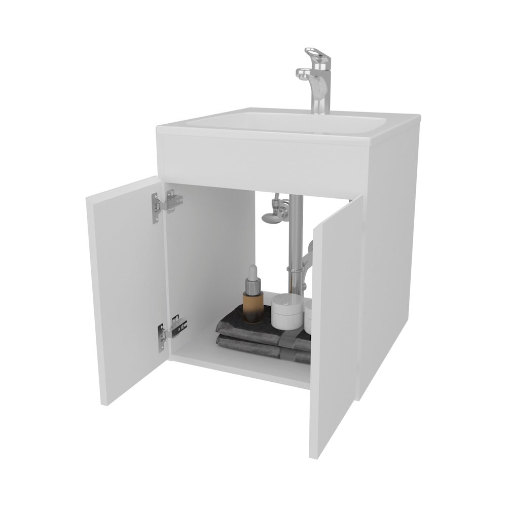 Shoshoni Bathroom Vanity with two Doors, White. Picture 8