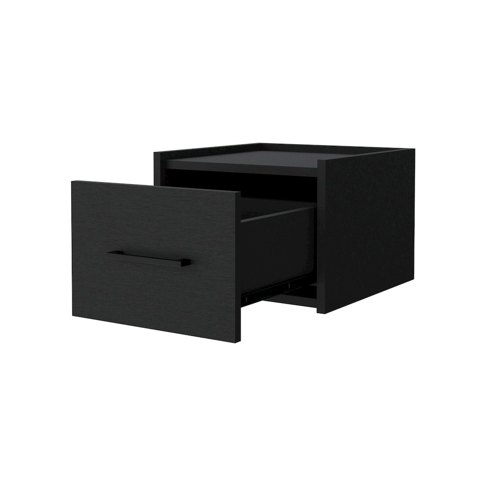 Elfrida Wall-Mounted Nightstand, Sleek Single-Drawer Design, Wenge. Picture 5