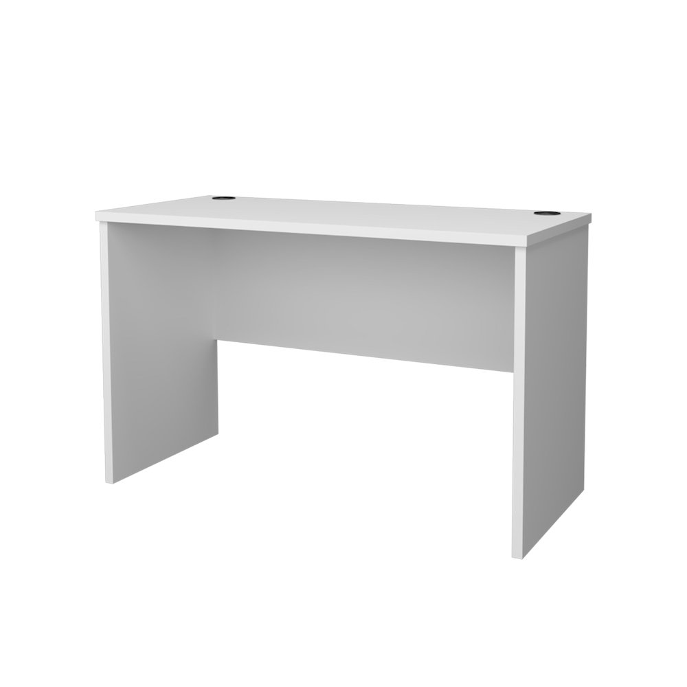 Rough Rock Minimalist Home Office Work Desk with Cable Management , White. Picture 5