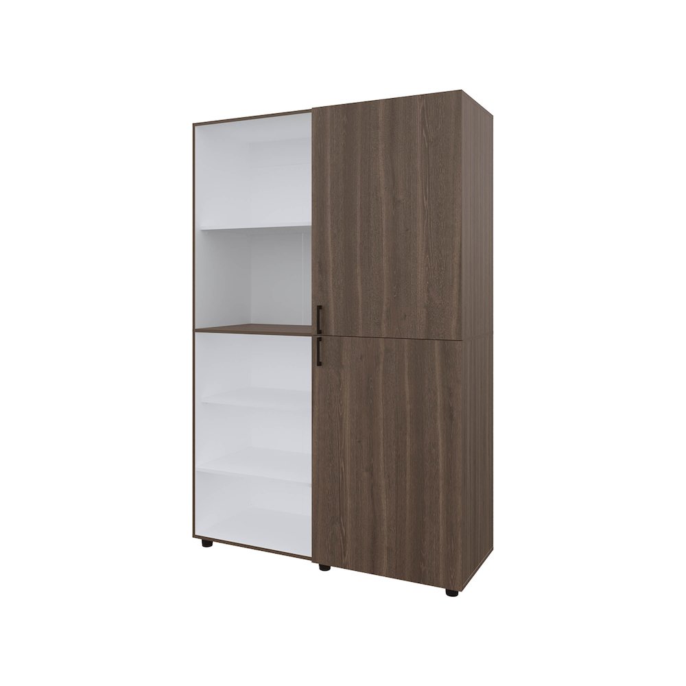 Ollie 2-Door Wardrobe with Open Storage, Grey Walnut and White. Picture 4