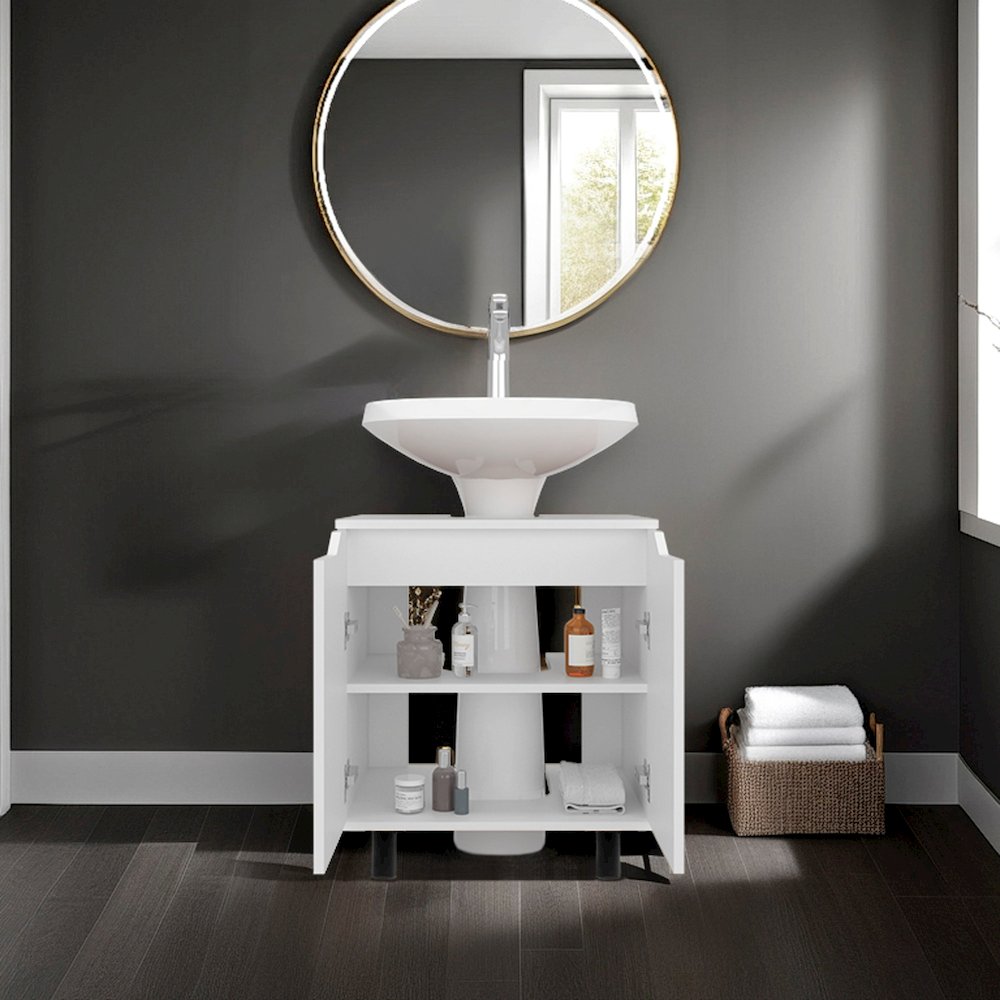 Bathroom Vanity Cabinet for Pedestal Sink – Freestanding Storage Unit,White. Picture 6