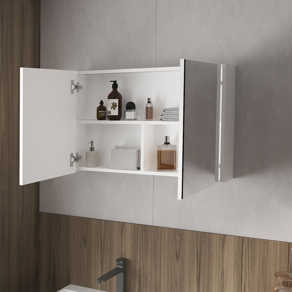 McNary Medicine Cabinet With Included Mirrors And 2 Doors, White. Picture 3