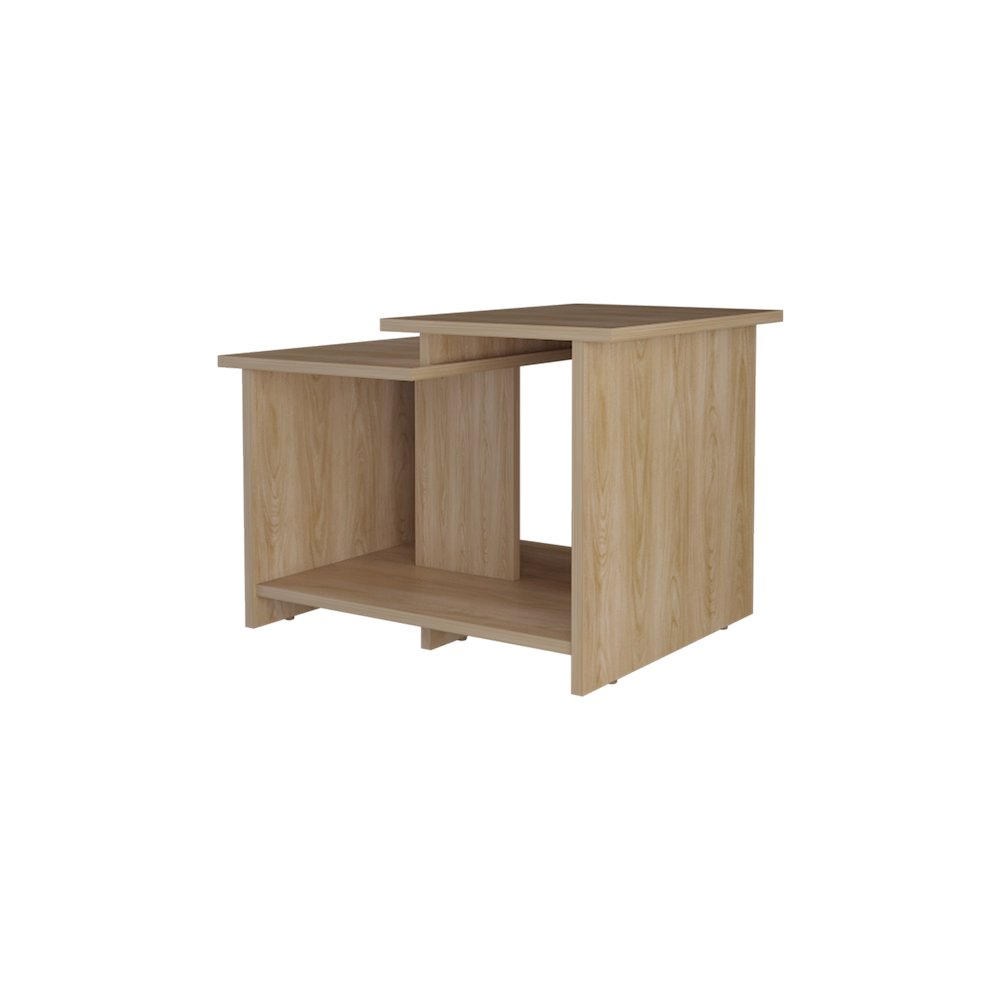 Naco Coffee Table with Open Storage, Melamine Finish, Natural Oak. Picture 5