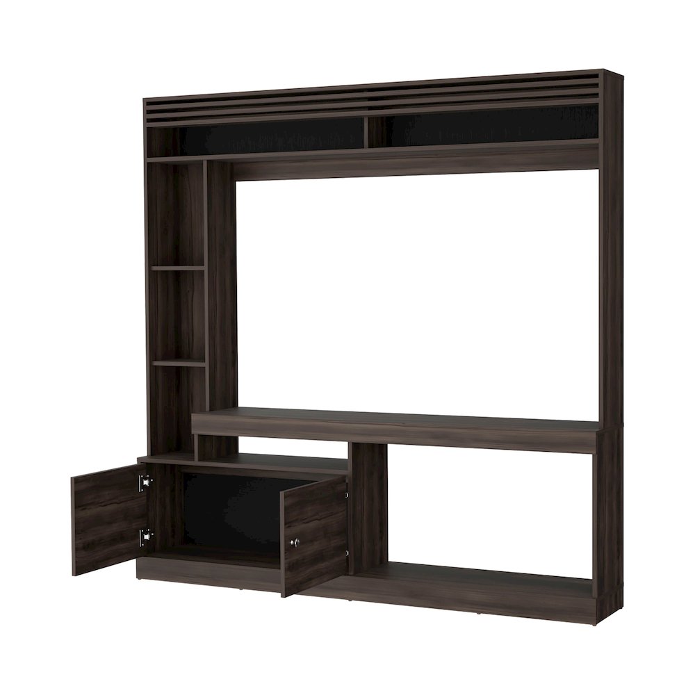 Rock House Entertainment Center with Two Doors and Open Storage, Stained Walnut. Picture 6