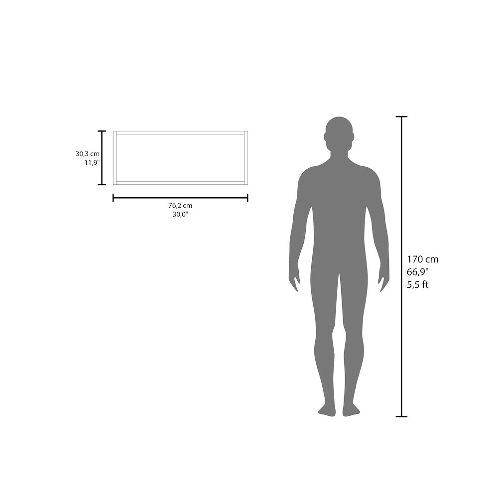 Hard Rock Wall Cabinet in Melamine with Open Storage, White. Picture 5