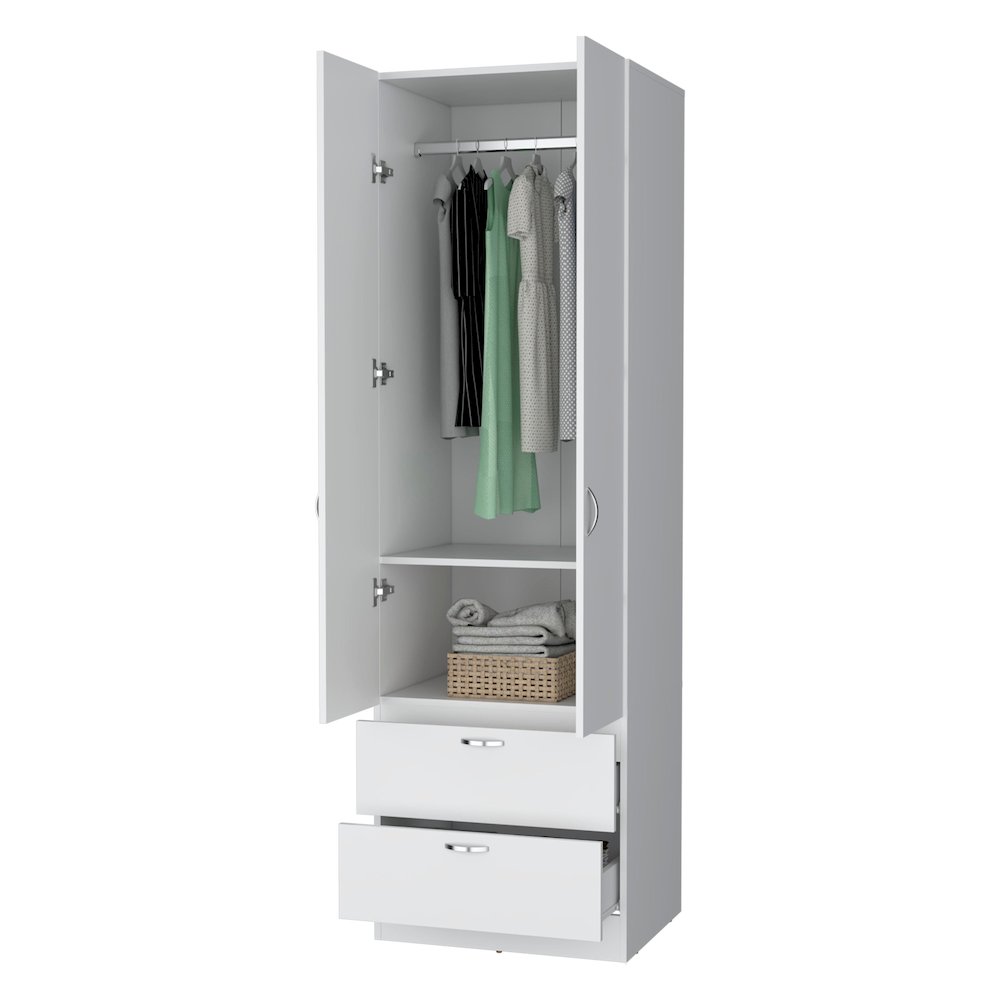 Tall Mayer Wardrobe in Melamine with Two Doors and Two Drawers. Picture 6