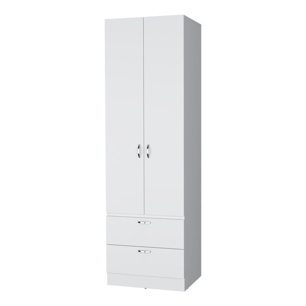 Tall Mayer Wardrobe in Melamine with Two Doors and Two Drawers. Picture 1