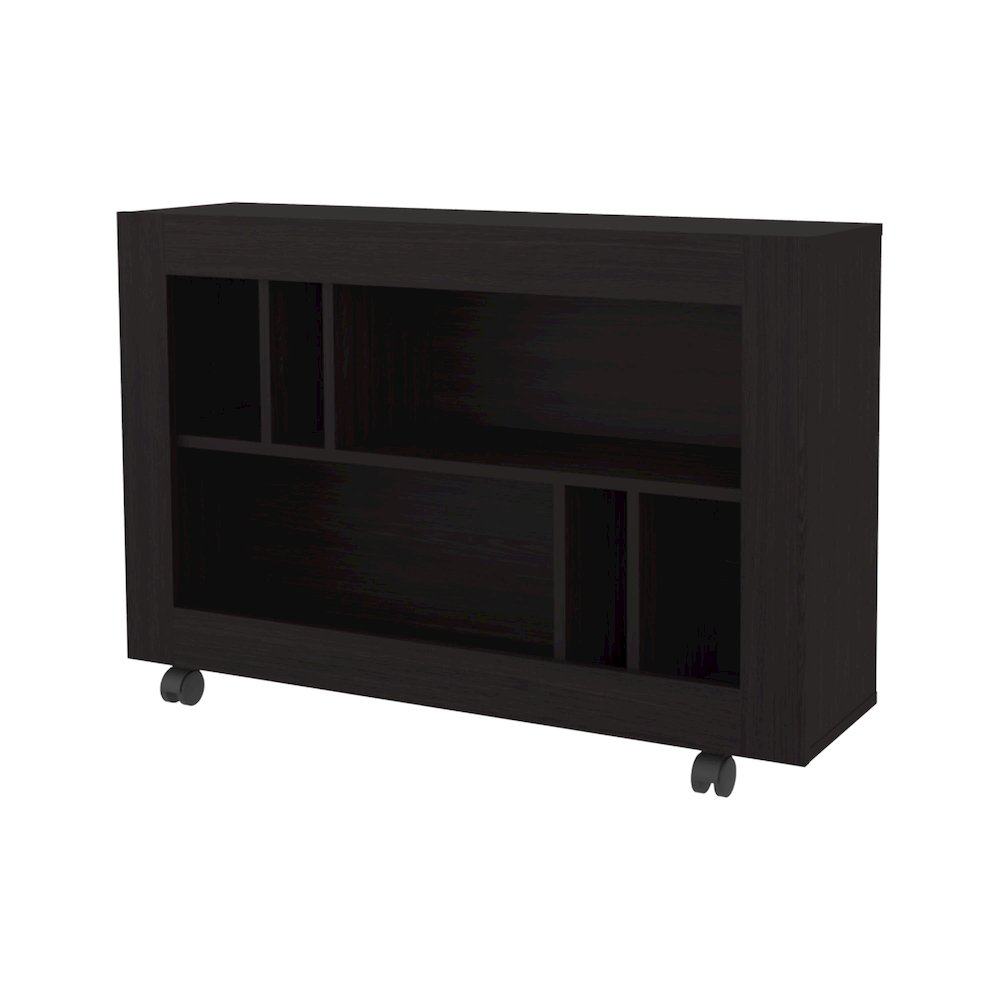 Cowlic Console Table in Melamine with Open Storage, Wengue. Picture 3