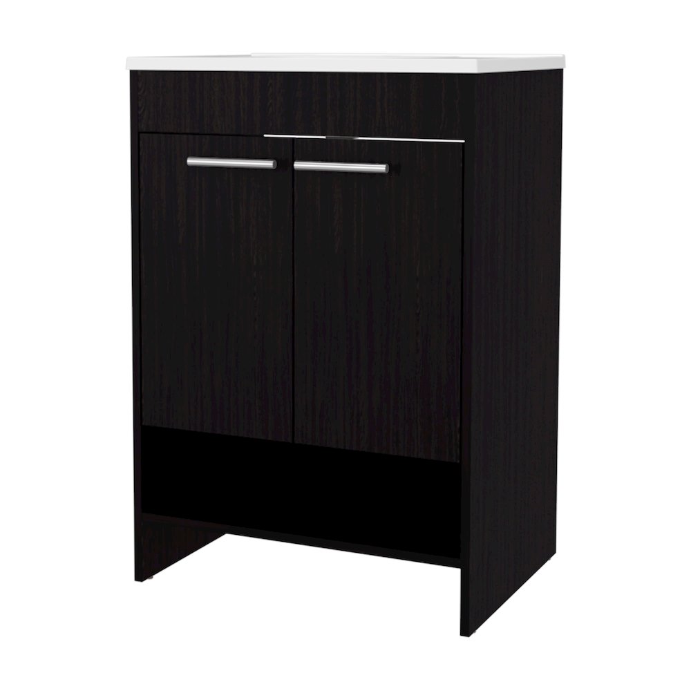 Shell Bathroom Vanity  with  2 Doors and Open Storage, Wengue. Picture 1