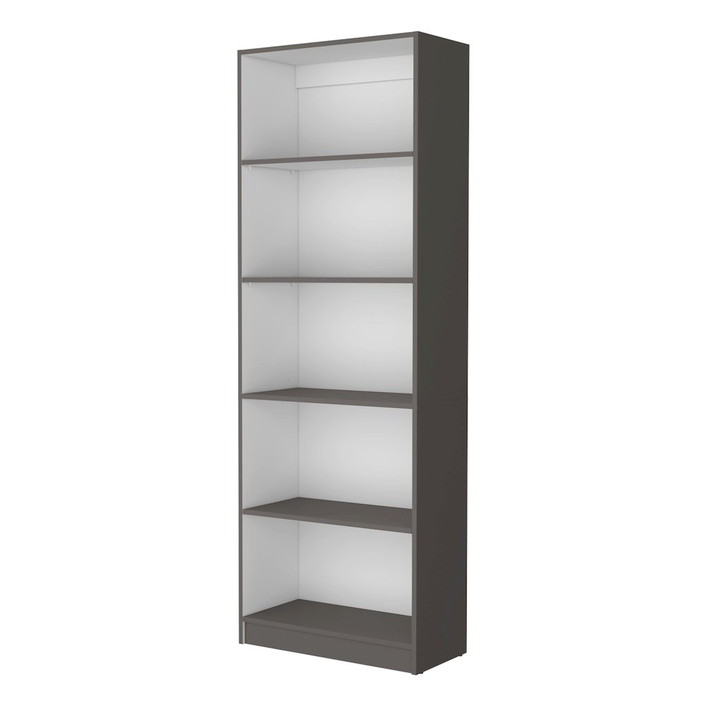 Sutton 4 Shelves Bookcase with Modern Storage Shelves, Matt Gray / White. Picture 1