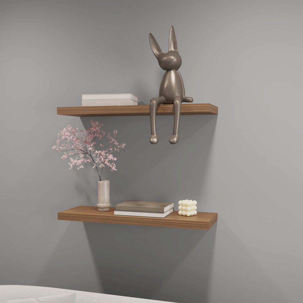 Iva Floating Shelf in Melamine x2,Mahogany. Picture 7